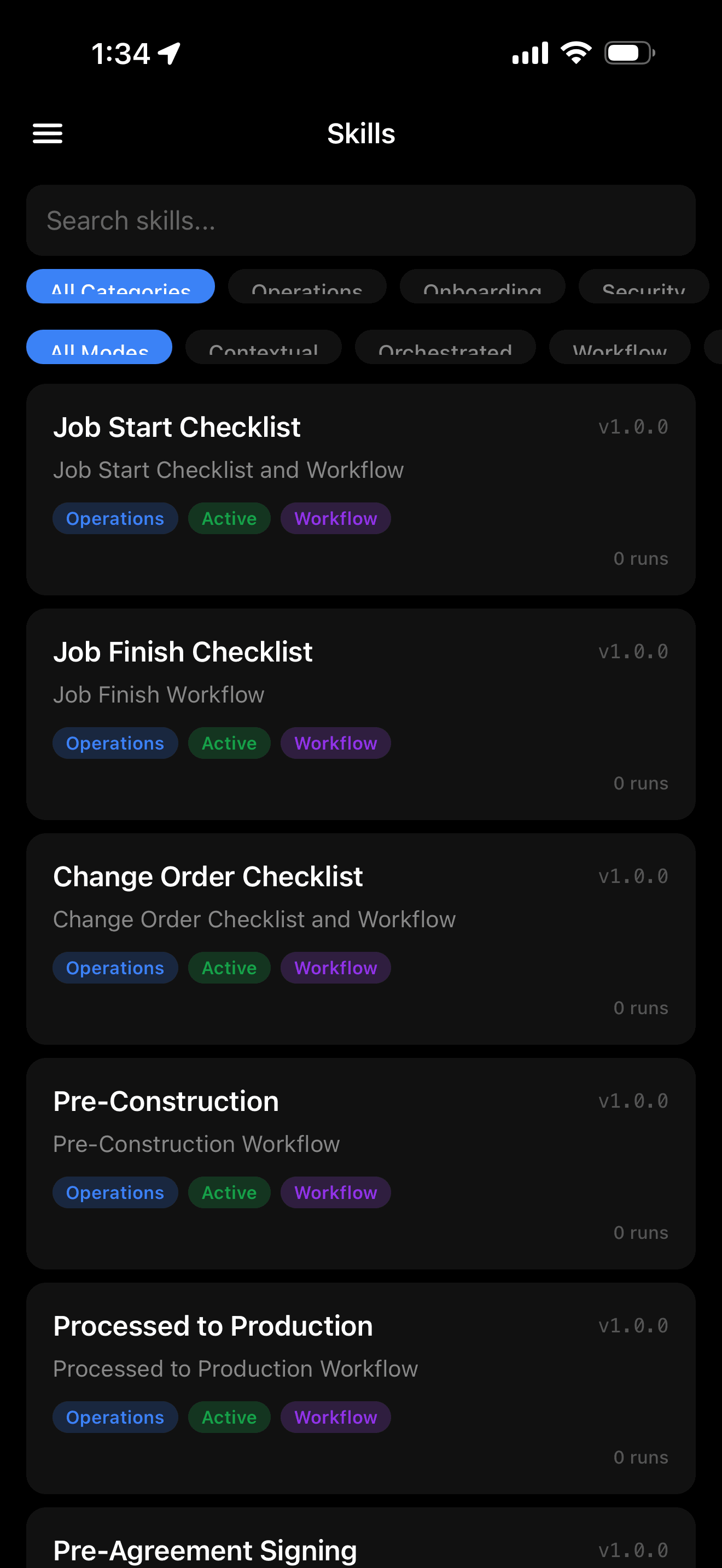 Operational skills and workflow automation